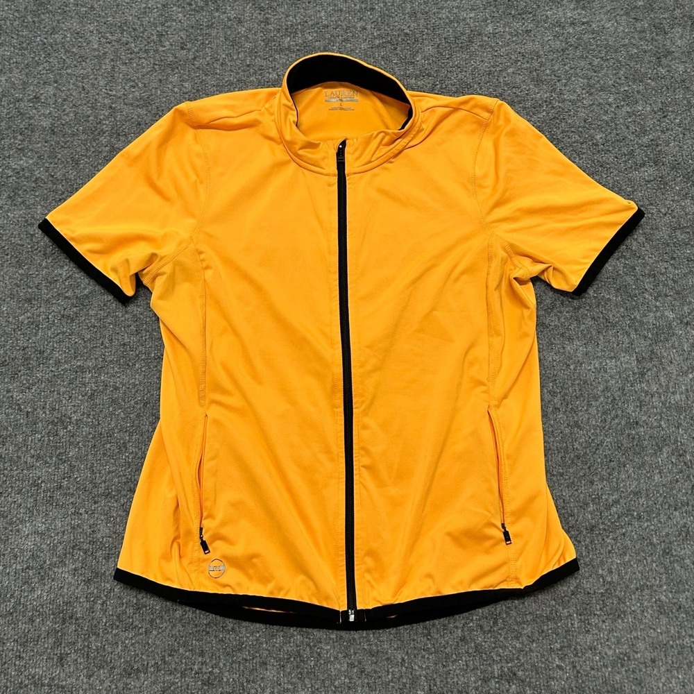 Lauren Ralph Lauren Top Womens Size L Orange Full Zip Short Sleeve Athletic Golf
